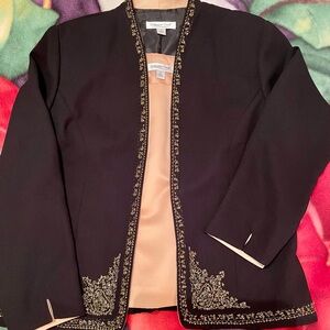 Coldwater Creek Black Jacket Set with Gold Embroidery